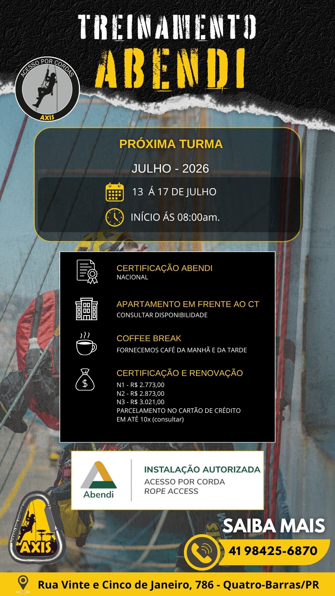 Treinamento de acesso por cordas Axis